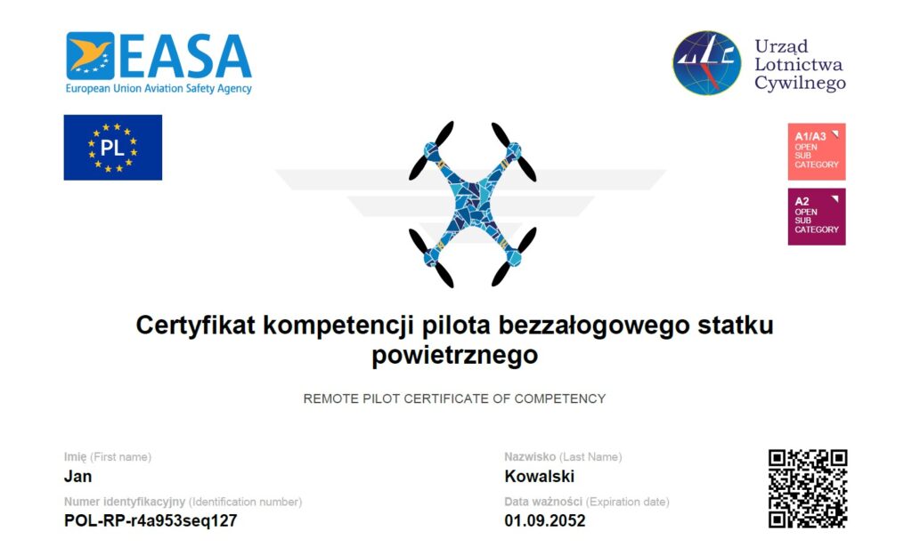 Pilot competency certificate – sample
