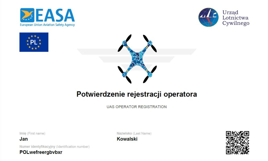 Confirmation of Operator Registration – sample